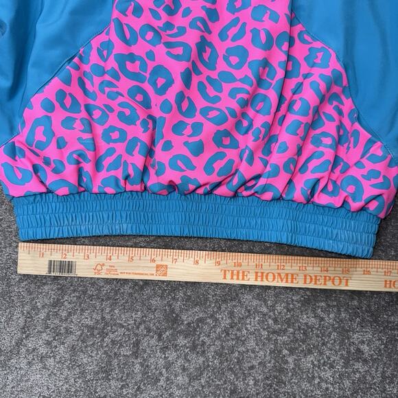 Goldsheep‎ Pink Blue Leopard Print Pullover Jacket M 80s 90s Retro Quarter Zip - Picture 4 of 10